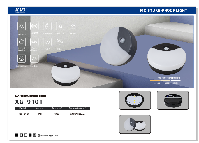 The XG9101 induction moisture-proof lamp is produced at 18W