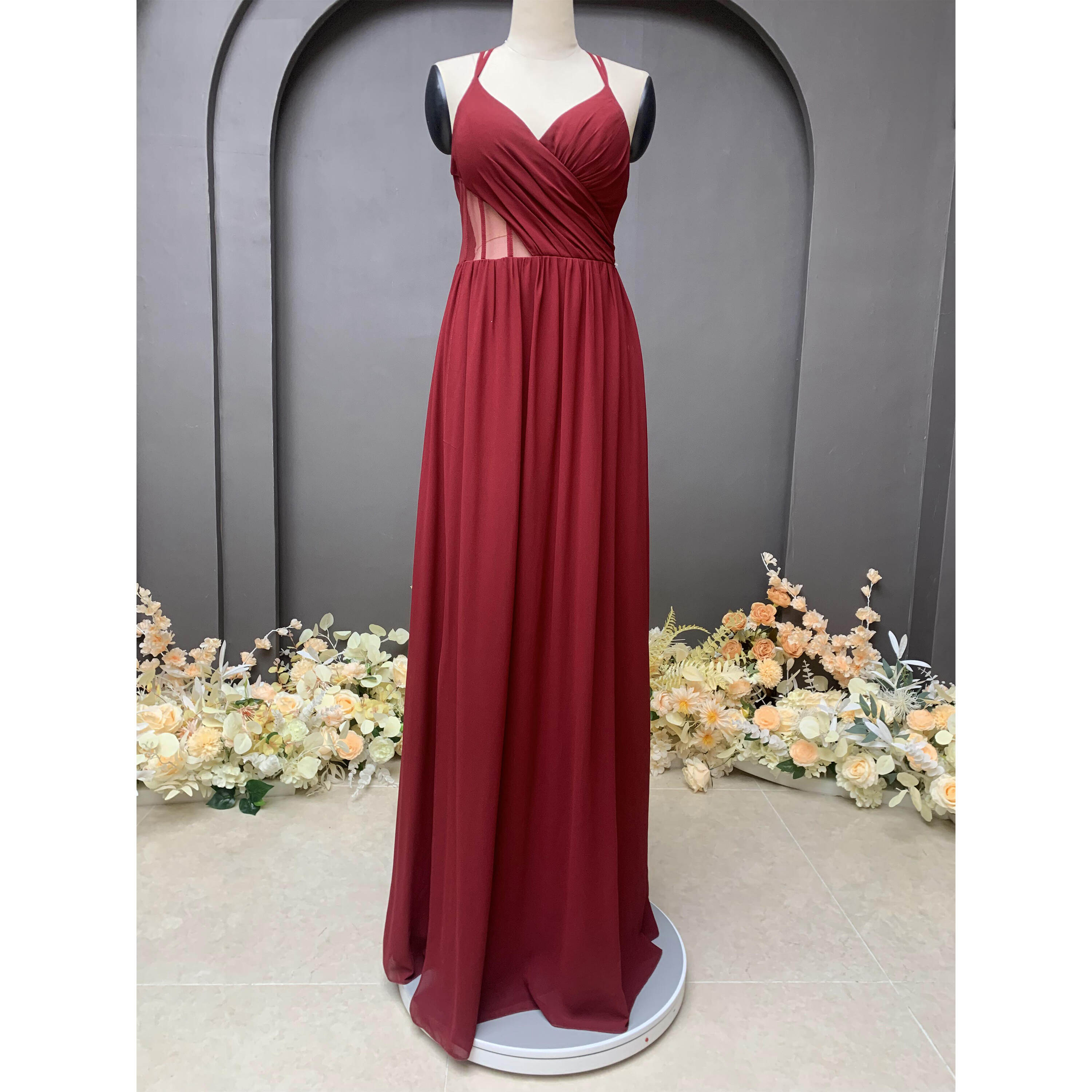 Sexy Open Back Cut-out Red Evening Dress