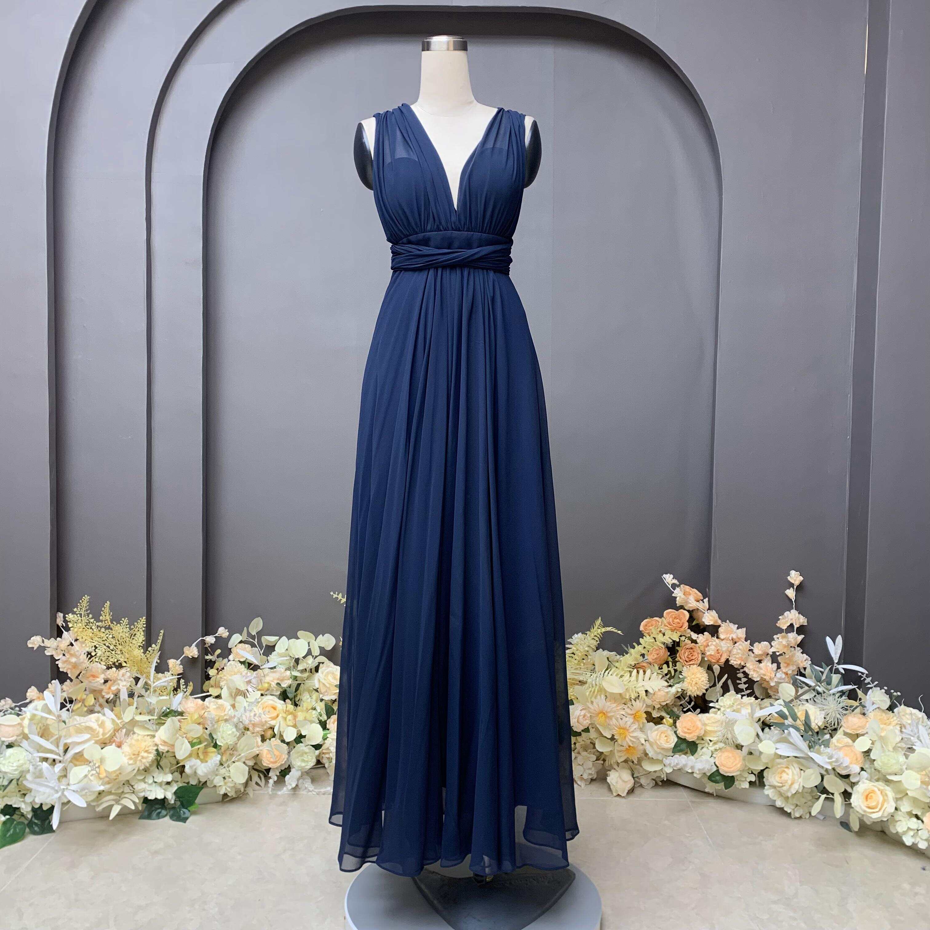 High-end pleated backless evening dress