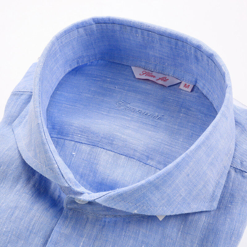 camicia di lino personalizzata, camicie a blu sottile personalizzata, produttori di camicia in lino, materiale per camicia in lino all'ingrosso