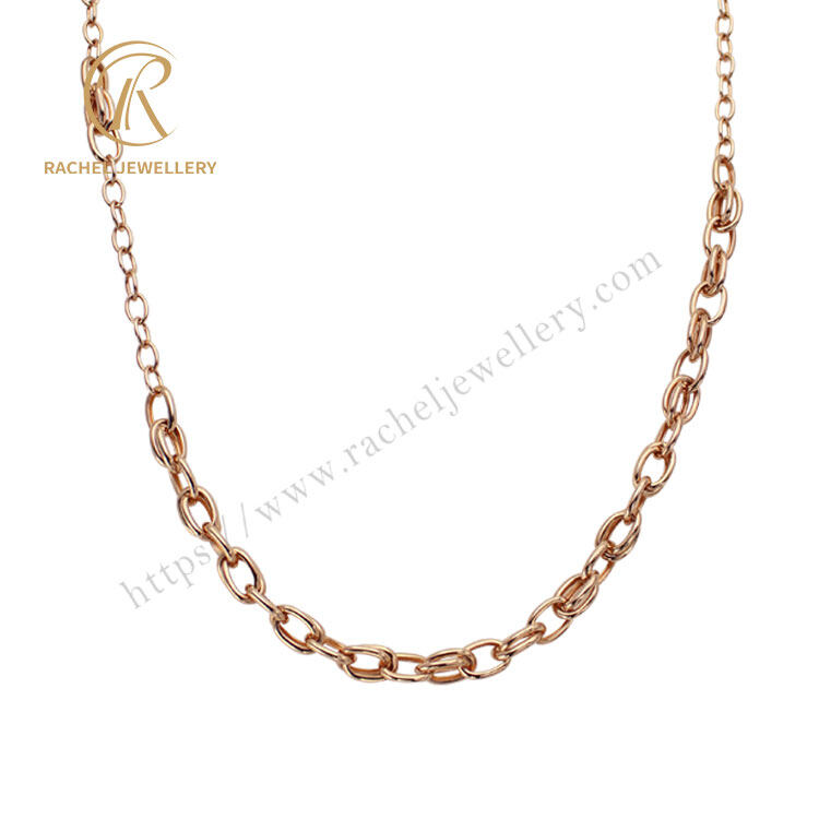 Single and Double Deflection Oval Metal Links Silver Necklace