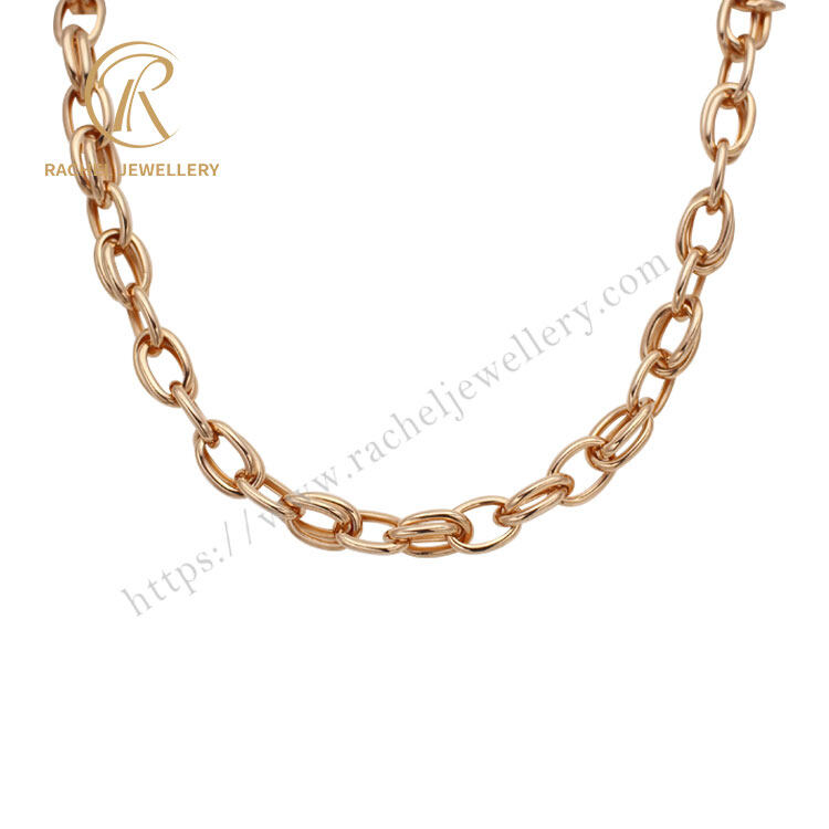 Rose Gold Arc Oval Anchor Chain 925 Silver Necklace