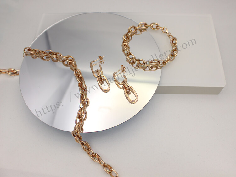 Personality oval ring metal feel jewelry set.jpg