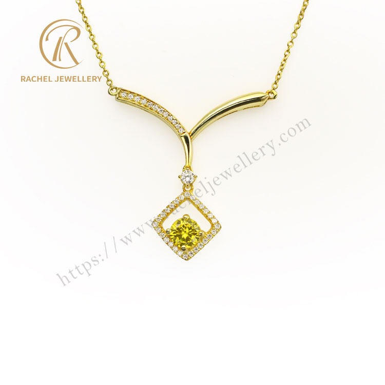 Elegant Engagement Yellow CZ Suit Silver Necklace