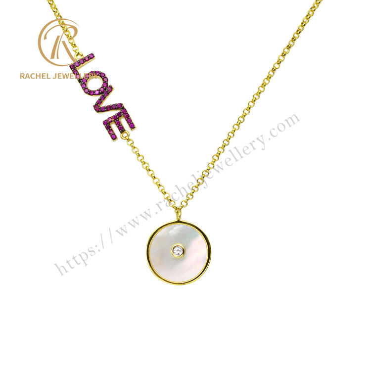 Love Letter MOP Yellow Gold Silver Necklace