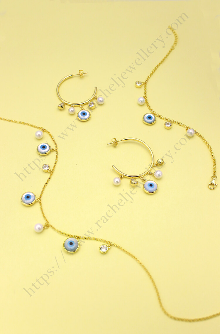 pearl, evil eye and round white CZ hanging jewelry set.jpg