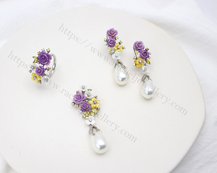 purple coral flower and pearl jewelry set.jpg