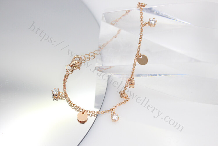 Customized rose plated pendant bracelet with CZ.jpg