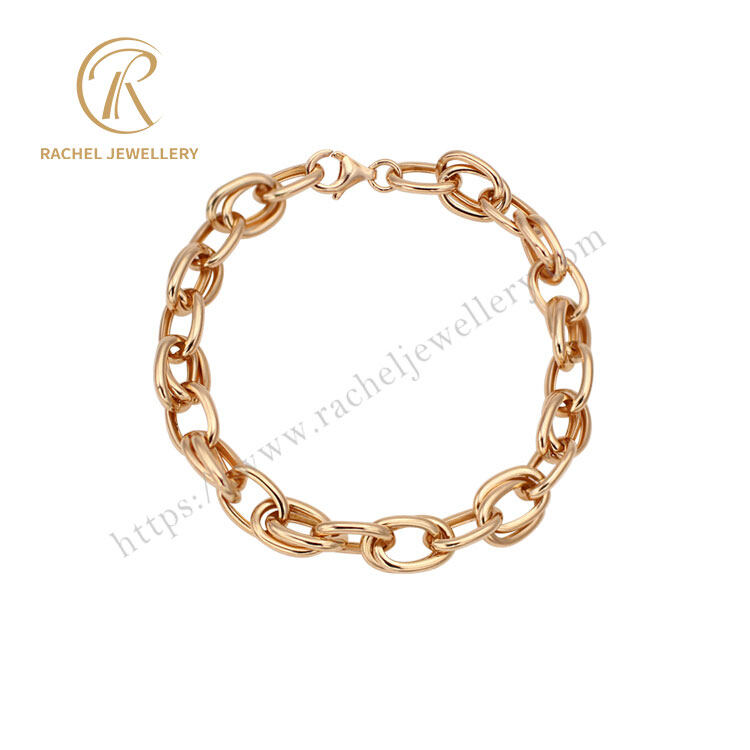 Asymmetry Double Oval Chain 925 Silver Bracelet