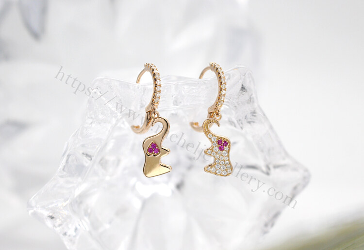 Rose gold elephant earrings manufacture.jpg