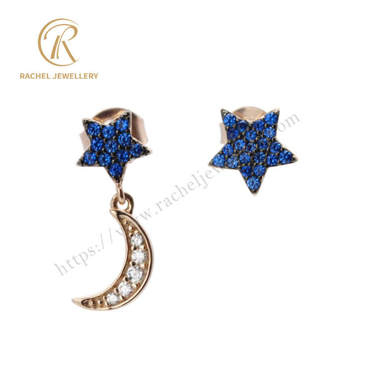 Asymmetry Star Moon 925 Silver Earrings