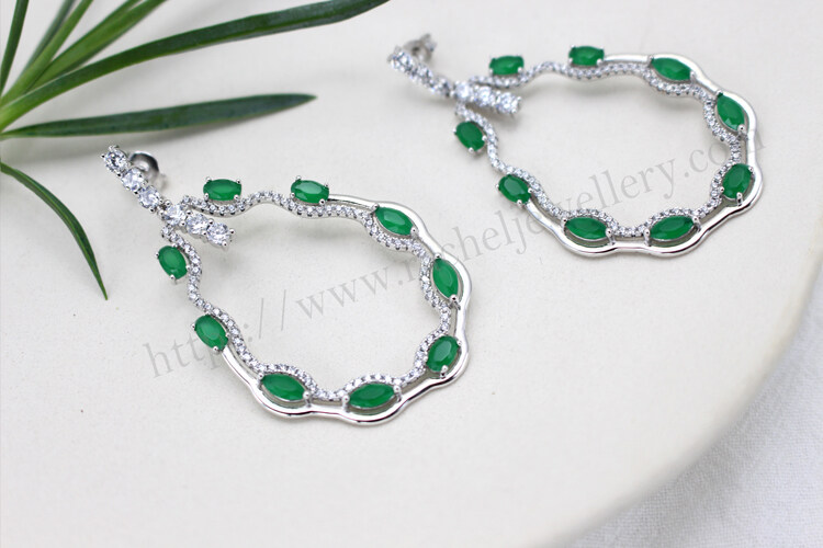 China Green gemstone stud earrings.jpg