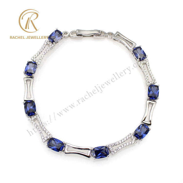 Octagon Shaped Tanzanite Silver Bracelet