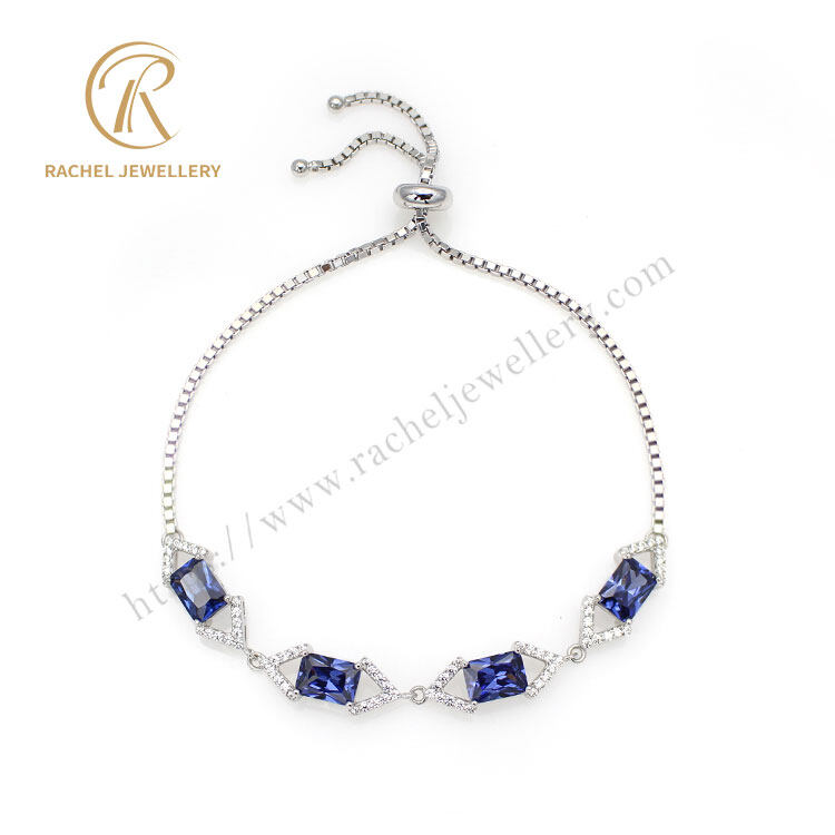 Popular Luxury Gem Stone Silver Bracelet