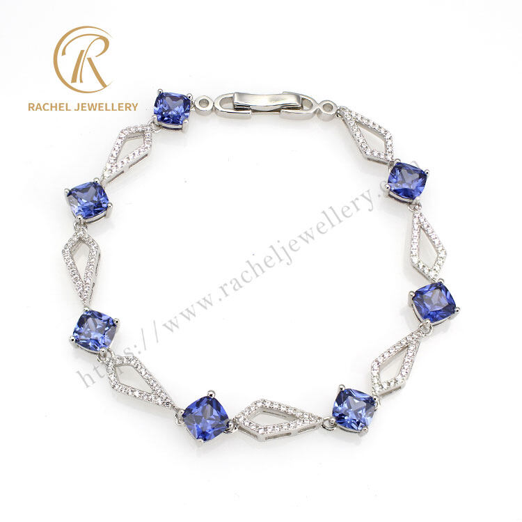 Silver Bracelet In Color Stone Rhodium Plated