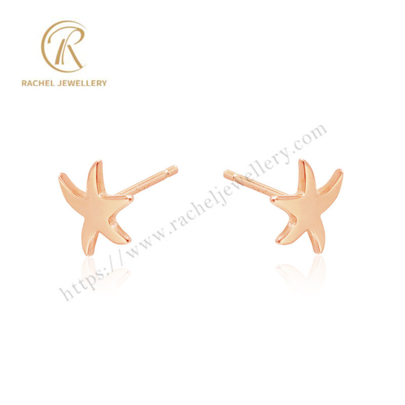 Fashion Jewelry Simple 925 Silver Rose Gold Popular Sea Star Earrings Studs
