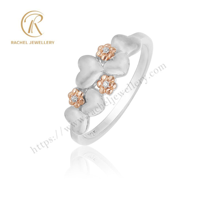 Customer Designed Plain Heart Flower Love 925 Silver Ring