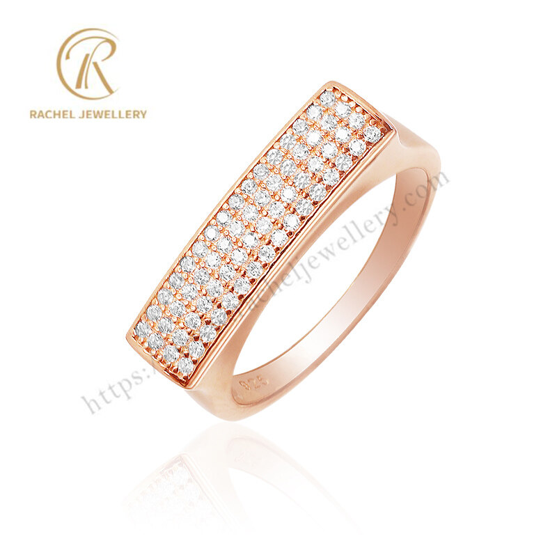 High Quality 925Sterling Silver Jewelry White CZ Micro Setting Rose Gold Ring