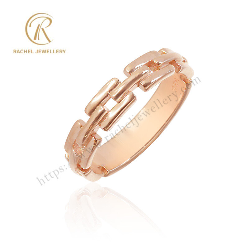 New Design Jewelry Plain Rose Gold Plated 925 Sterling Silver Ring