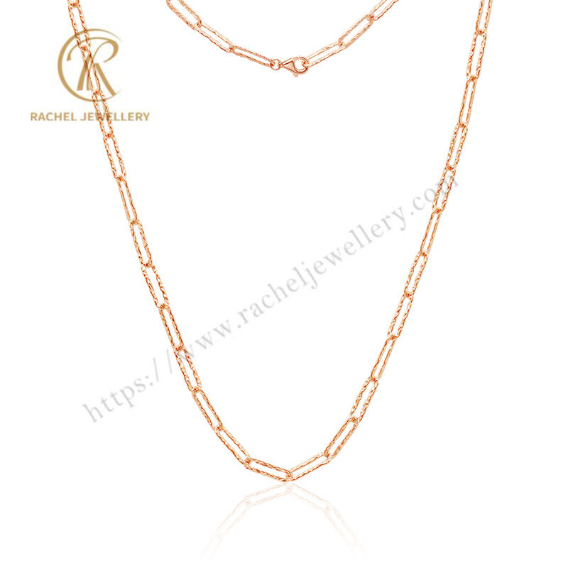 Simple 925 Sterling Silver Clip Chain Real Gold Plated Silver Necklace