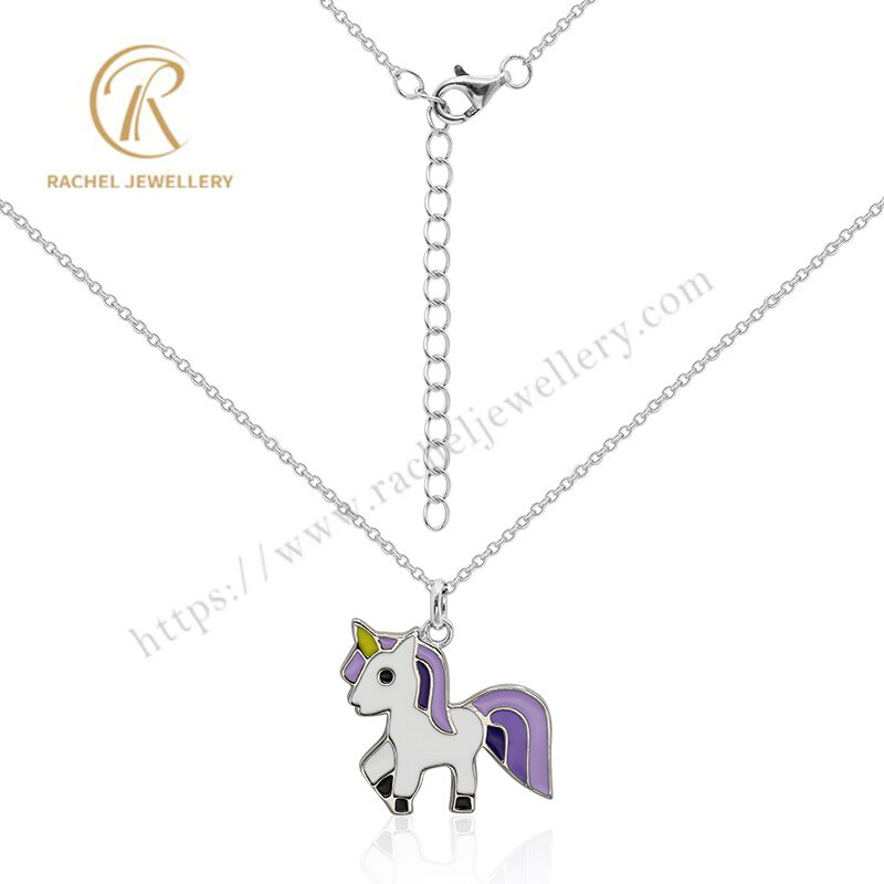 Customer Designed Cute Unicorn 925 Silver Necklace