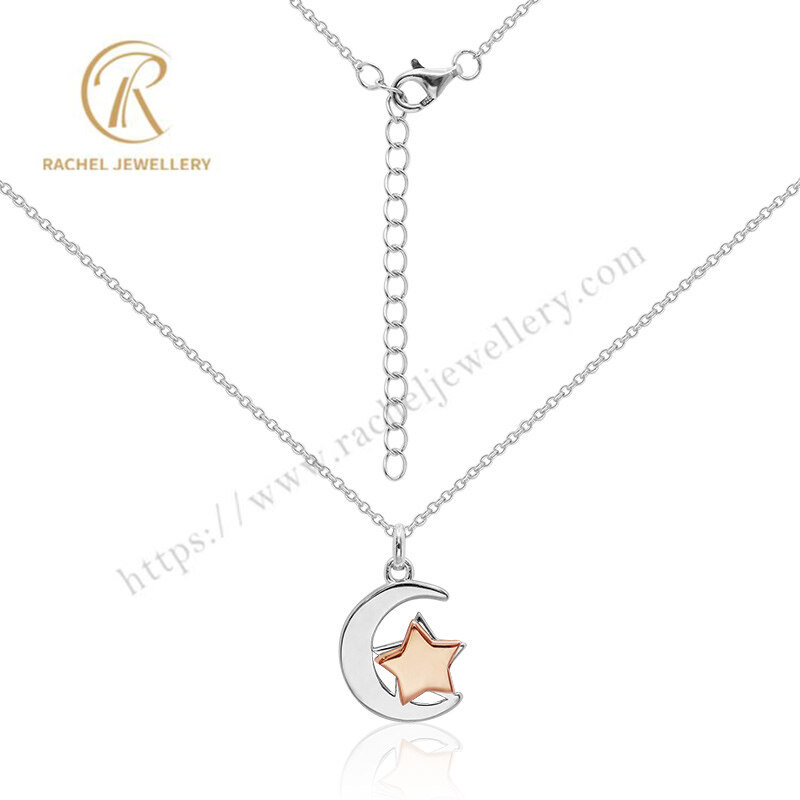 Sterling Silver White Moon Rose Star Pendant Silver Jewelry