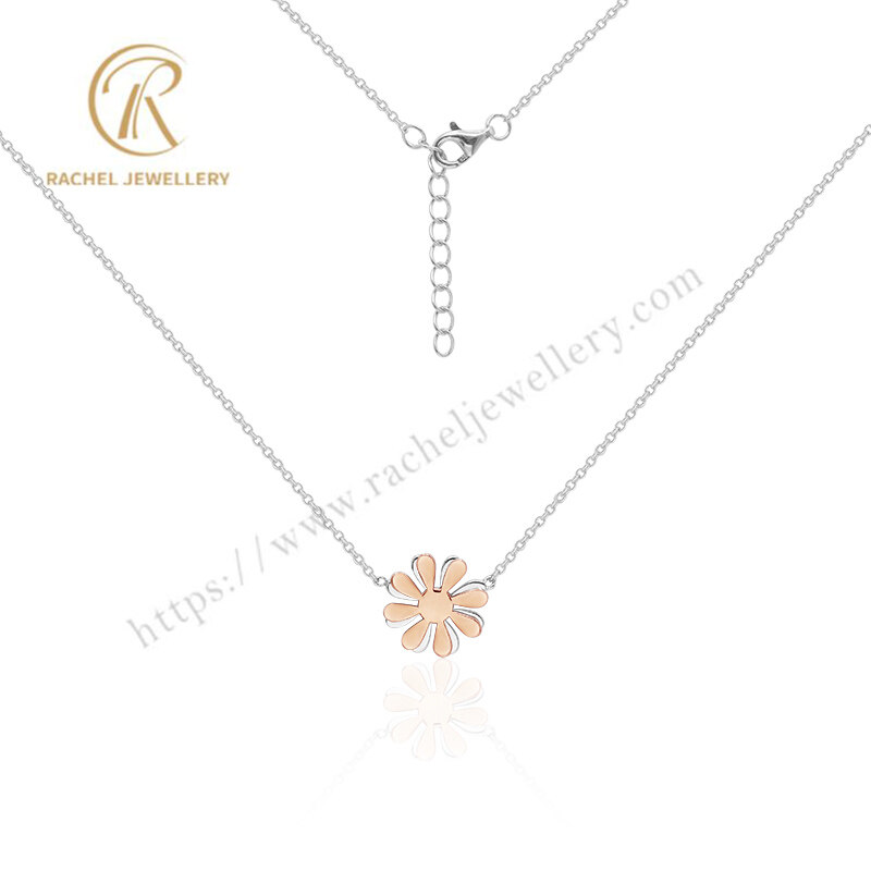 Custom Designed Daisy Flower Pendant 925 Sterling Silver Necklace