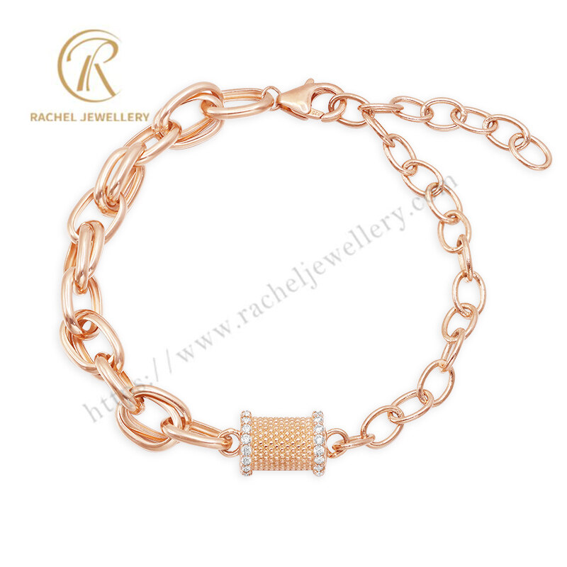 Customer Personalized Rose Gold Chunky Chain Silver Bracelet