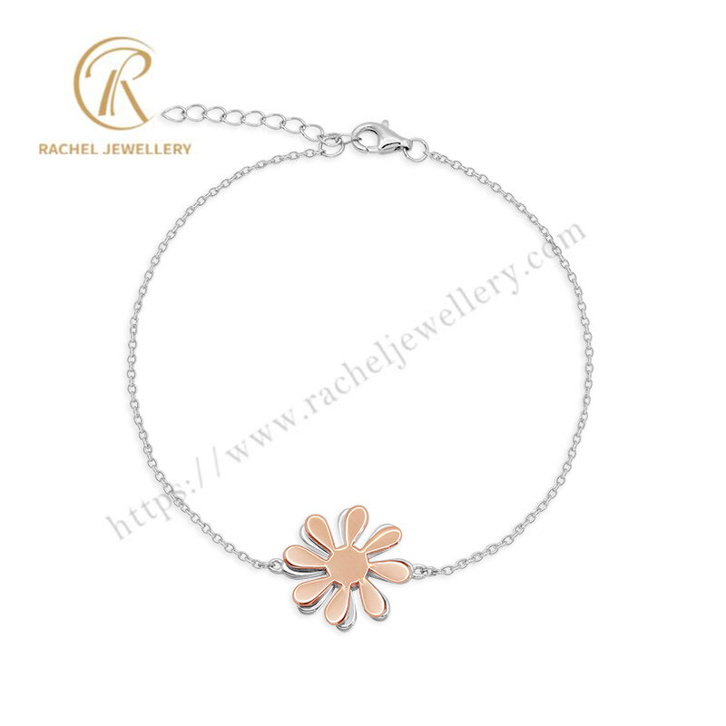 Delicate Daisy Flower Sterling Silver Bracelet