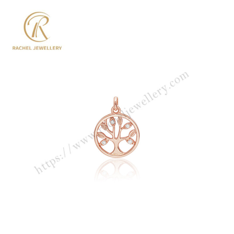 Lovely Mini Life Tree Rose Gold Plated Silver Pendant
