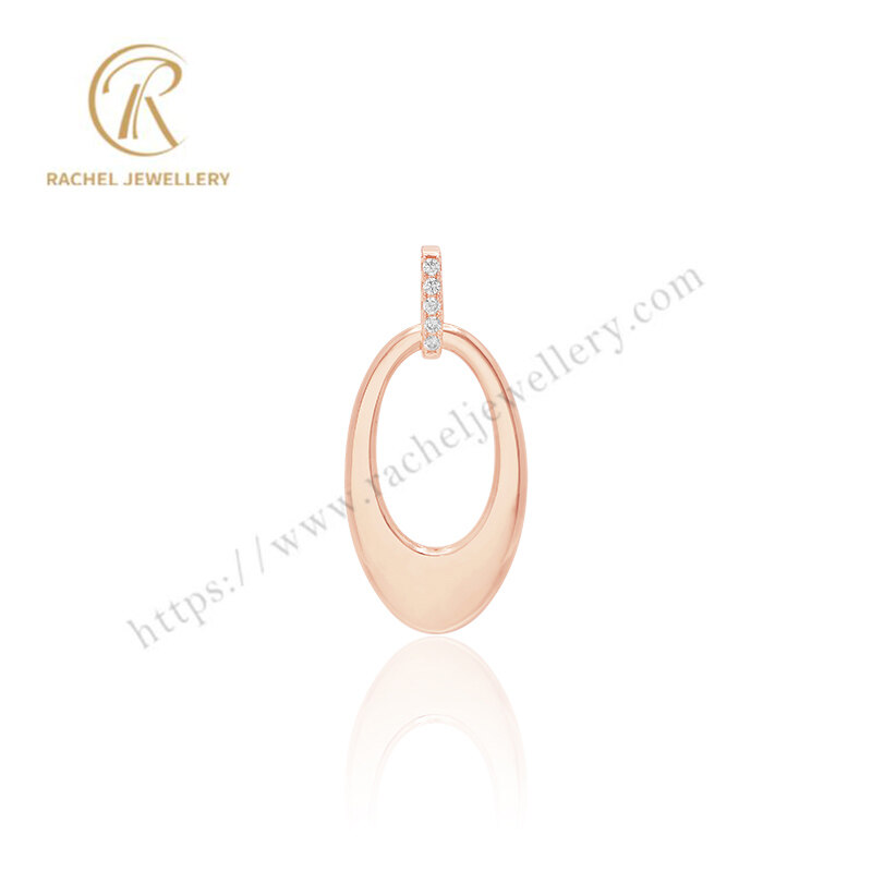 Luxury Big Oval Strong Metallic Rose Gold Plated Silver Pendant