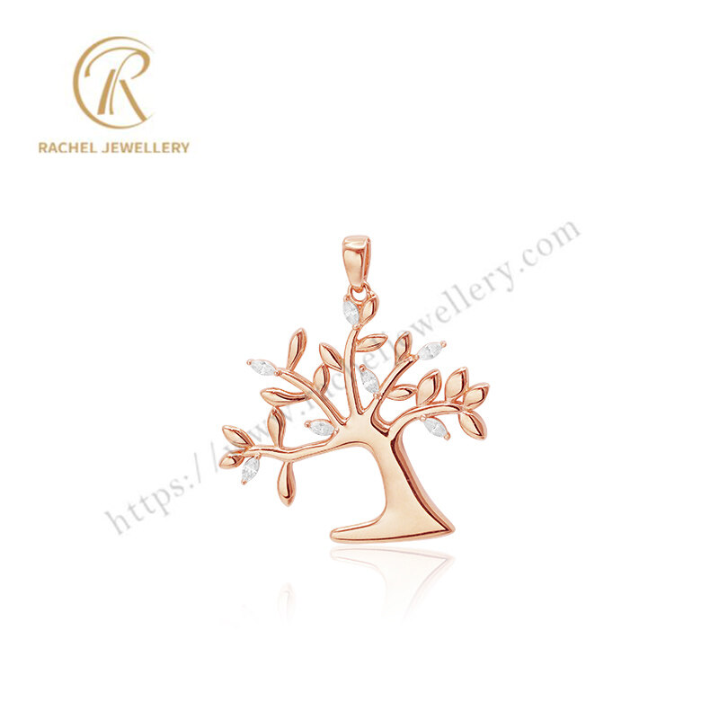Customer Designed Life Tree Yellow Gold Plated Silver Pendant