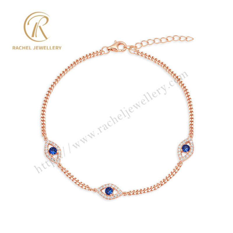 Simplicity Factory Hot Selling Blue Eye Bracelets 925 Sterling Silver Jewelry