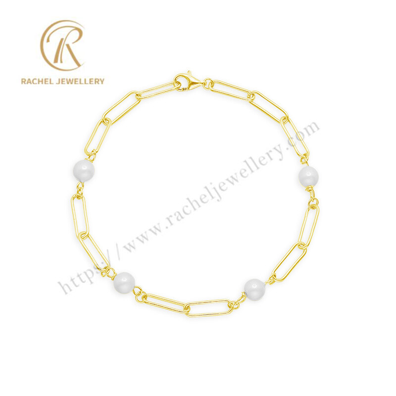 Simple Factory Price Clip Shell Pearl Sterling Silver Bracelet