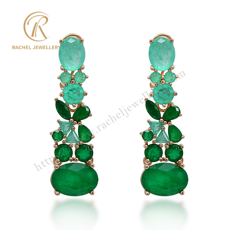 Gorgeous Emerald Series Stone Hand Set Silver Earrings