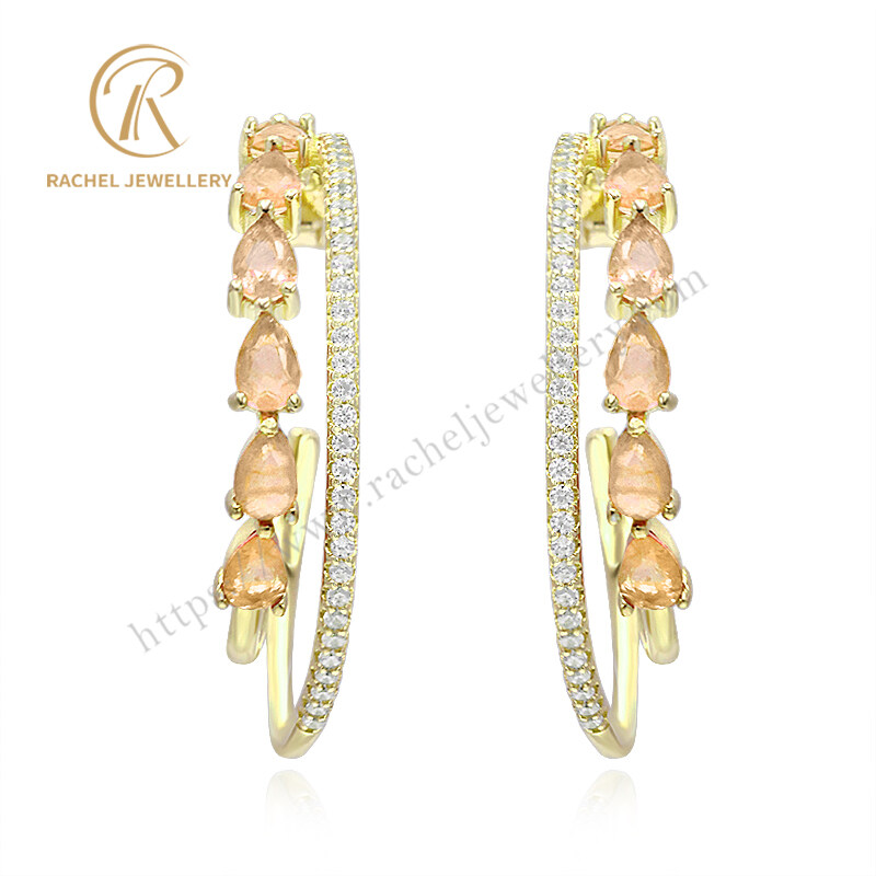 Fashion New Style With Outside Morgan Pear Gemstone Silver Earrings