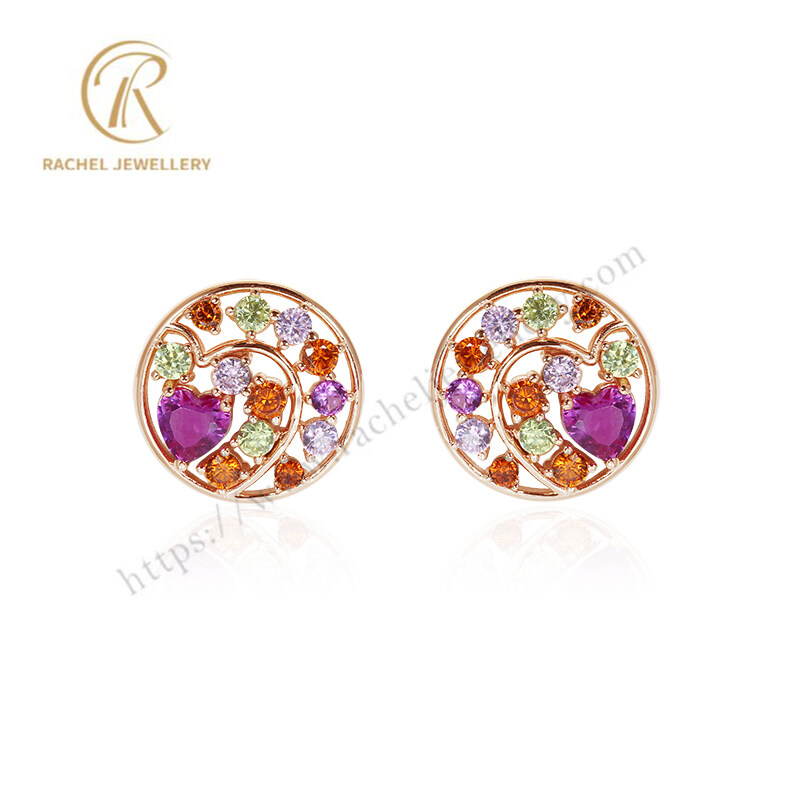 Rachel Original Design Colorful Heart Silver Earrings