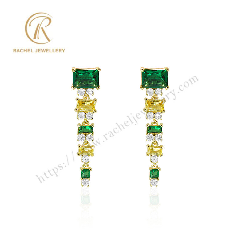 Rachel Jewellery Original Design Tassels Emerald Silver Earrings