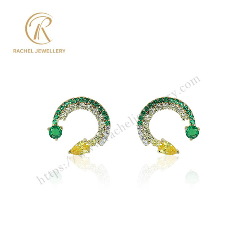 Rachel Gradual Green Color Stone Silver Earrings