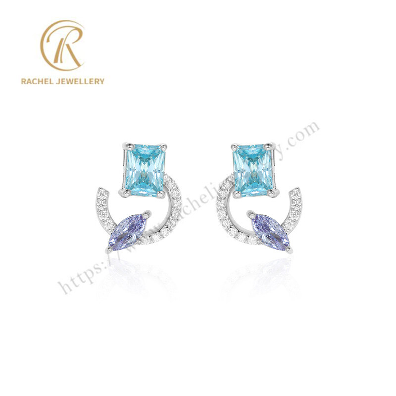Rachel 2023 New Collection Aquamarine Silver Earrings