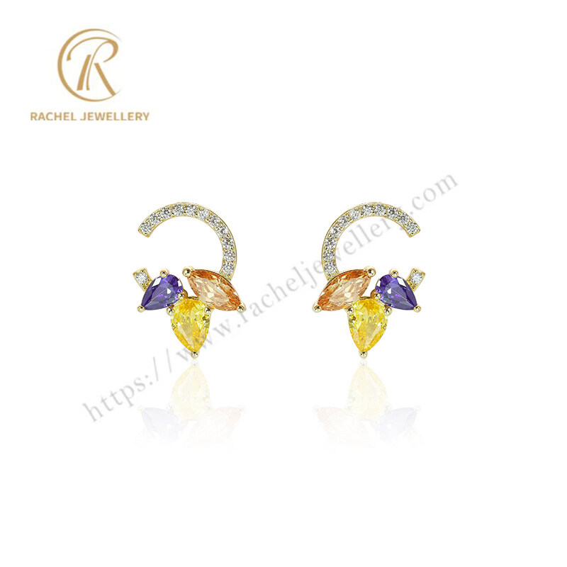 Rachel 2023 Hot Champagne Yellow Gold Silver Earrings