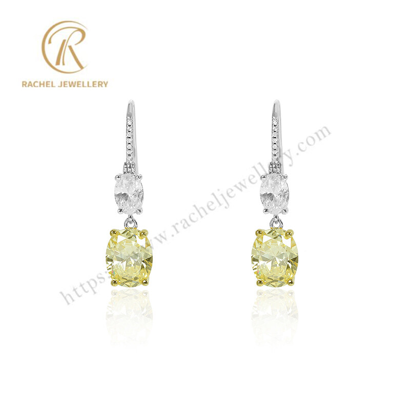 Rachel Jewellery Classical Double Oval CZ Drop Long Sterling Silver Earrings