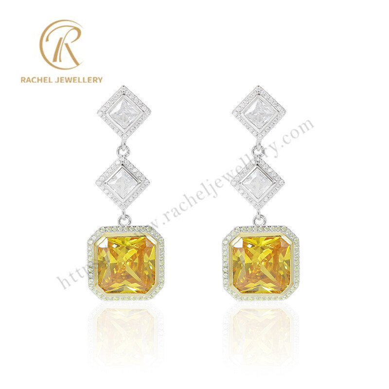 Rachel Jewellery Luxury Shine Citrine Crystal Party Sterling Silver Earrings