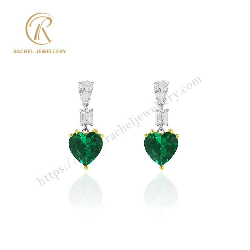 2023 Newest Emerald Heart Hand Setting Sterling Silver Earrings