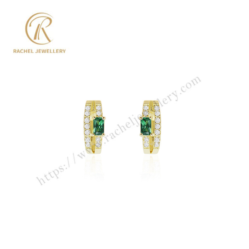 Simple Emerald 925 Silver Earring Huggie