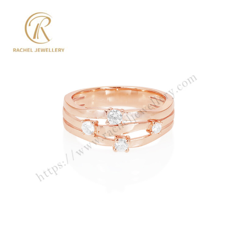 Precious Metallic Sterling Silver CZ Setting Rose Gold Plated Ring