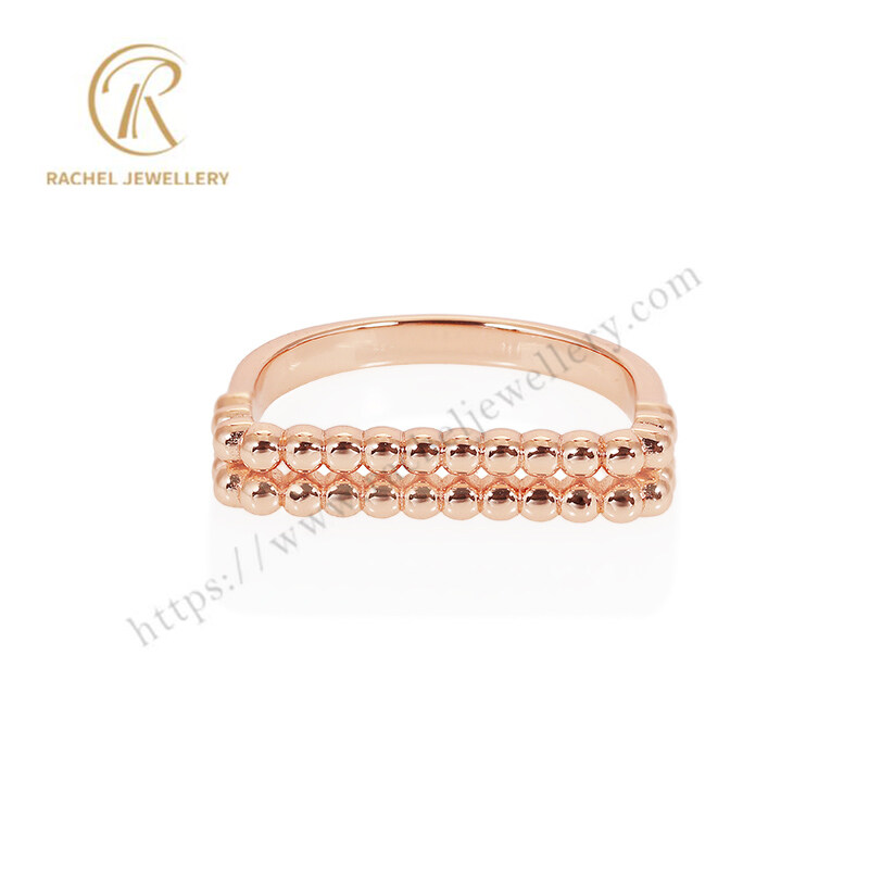 Rose Gold Plated Whole Silver Ball Bar 925 Silver Ring
