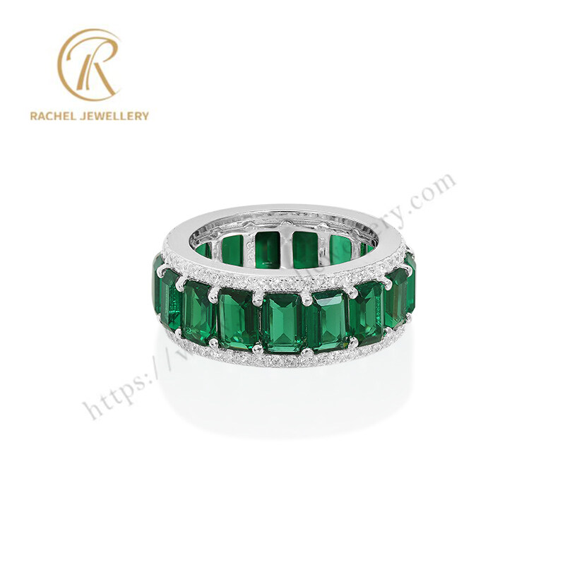 Bling Luxury 92.5% Silver Full Emerald Lady's Ring