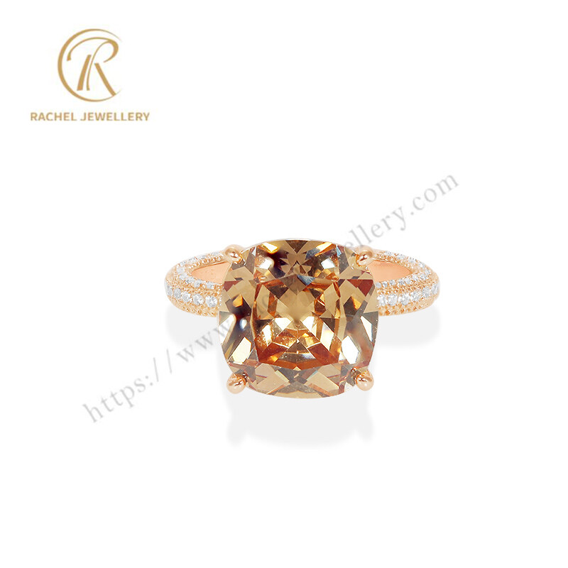 Simple 925 Recycled Silver Material Solitary Rose Gold Plated Ring