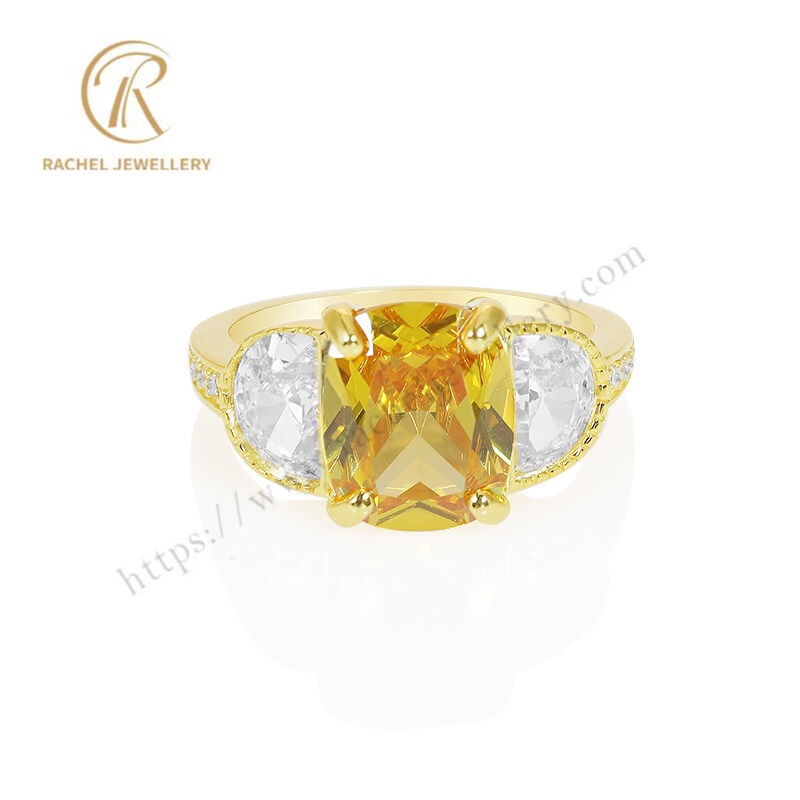 Classical Citrine 925 Recycled Silver Gold Plated Silver Ring